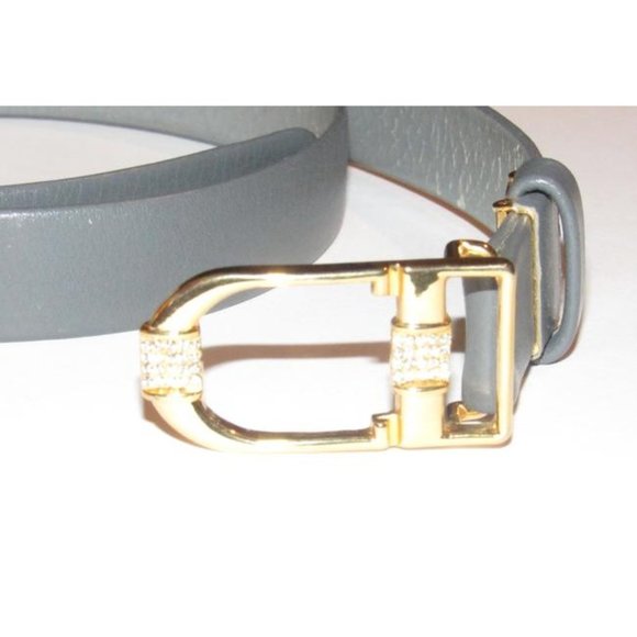 Dior Grey Leather w Gold & Crystal CD Logo - Picture 12 of 12